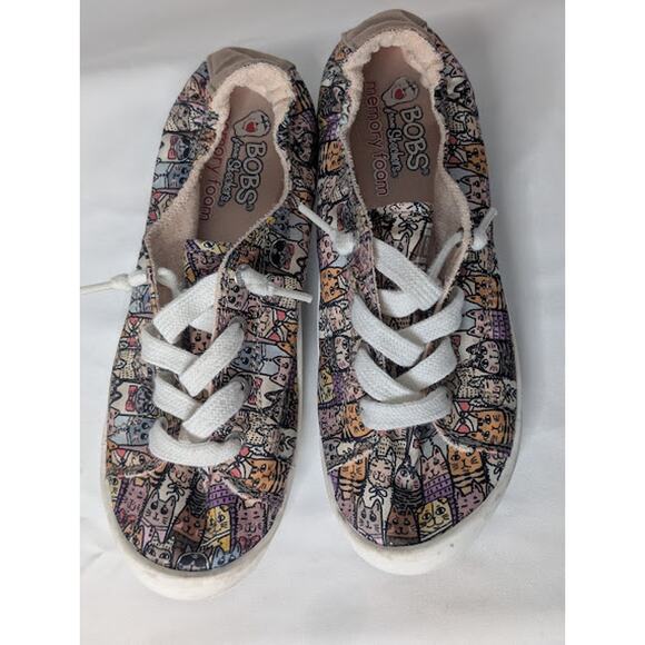 BOBS SKETCHER kitty cruiser, camp wag, multicolor kitty cats women's 7 - Picture 3 of 8